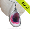 Patriot Pride- Mixed Pink & Blue English Art Sea Glass In Sterling Original Wire Bezel©