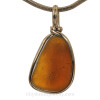 Warm Honey Brown Sea Glass Pendant In 14K Goldfilled Bezel©