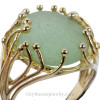 Vivid Seaweed Green English Sea Glass Anemone Ring In24K Gold Vermeil  - Adjustable 