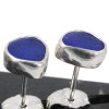 Tiny Cobalt Blue Sea Glass On Sterling Silver Studs Post Earrings