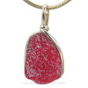 LARGE Crackled THICK Red Genuine Sea Glass Pendant In Original Wire Bezel© 14K Goldfilled
