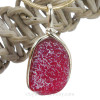 LARGE Crackled THICK Red Genuine Sea Glass Pendant In Original Wire Bezel© 14K Goldfilled