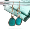 SUPER ULTRA RARE Petite Electric Aqua Teal Seaham Sea Glass Earrings in 14K Goldfilled