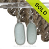Long Sea Glass Earrings In Sterling Wire Bezel©