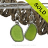 Genuine vivid Peridot Green Sea Glass Earrings 