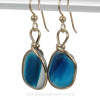 SUPER ULTRA RARE  - Large Electric Aqua Blue English Multi Sea Glass Earrings In 14K G/F  Original Wire Bezel©