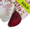 Fire red sea glass is set in our Original Wire Bezel© pendant setting.