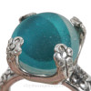 ULTRA RARE High Profile Mixed Aqua Hartley Wood Sea Glass Ring - Solid Sterling Sea Daisy Ring - Size 8