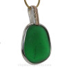 L-A-R-G-E Saturated Vivid Green Sea Glass In Mixed Tiffany Wire Bezel© Pendant