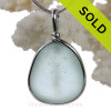 Thick Pale Aqua Green English Genuine Sea Glass In Original Silver Wire Bezel© Pendant