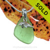 Green Sea Glass Necklace With Sterling Silver Manatee Charm