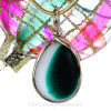 3/4 Time - Turquoise & White English Art Sea Glass Pendant In 14K G/F Original Wire Bezel©