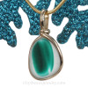 Teal Dab - Turquoise & White English Art Sea Glass Pendant In 14K G/F Original Wire Bezel©