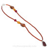 Deep Ruby Red Sea Glass in a basic sterling bezel set on a hand crafted Garnet and Vintage Glass Bead Necklace