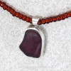 Genuine Ruby Red Sea Glass set in Sterling Silver Garnet and Vintage Bead Necklace