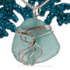 A stunning and LARGE PERFECT Genuine Electric Aqua Sea Glass Pendant set in our Signature Waves© setting in Sterling Silver.