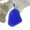 HUGE Cobalt Sea Glass Bottle Bottom In Sterling Silver Deluxe Wire Bezel© Pendant Setting