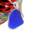 HUGE Cobalt Sea Glass Bottle Bottom In Sterling Silver Deluxe Wire Bezel© Pendant Setting