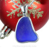 Blue Natural Sea Glass In Deluxe Sterling Bezel© Necklace Pendant 
