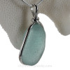 Chunky Aqua Green Genuine English Sea Glass Sterling Wire Bezel© Pendant