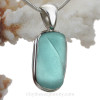 ULTRA RARE Aqua Blue Genuine Sea Glass Cane Piece in Deluxe Wire Bezel© Pendant in Sterling Silver