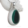 LARGE THICK ULTRA RARE Teal Green Multi Sea Glass Pendant In Original Wire Pattern Bezel Setting©