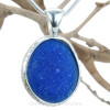 Ultra Rare Royal Blue Sea Glass Pendant In Solid Sterling Silver Deluxe Pattern Wire Bezel© 