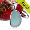 Medium Aqua Blue Sea Glass Pendant In Sterling Wire Bezel©  in Sterling Silver
