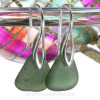 Seaweed Green Sea Glass Earrings on Sterling Silver Deco Hooks.