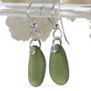 Simply Sea Glass - Long Seaweed Green Sea Glass Earrings