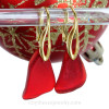 Large Ruby Red Sea Glass on 24K Gold Vermeil Leverback Earrings