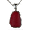 LARGE & P-E-R-F_E-C-T Deep Ruby Red Sea Glass Necklace In Sterling Deluxe Wire Bezel©
