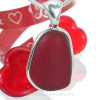LARGE & P-E-R-F_E-C-T Deep Ruby Red Sea Glass Necklace In Sterling Deluxe Wire Bezel©