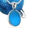 SUPER ULTRA RARE - LARGE Electric Aqua Natural Beach Found Sea Glass In Deluxe Sterling Bezel© Necklace Pendant