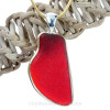 Large and Long Ruby Red Sea Glass Pendant In Tiffany Mixed Deluxe Wire Bezel©