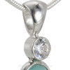 Touch Of Elegance -Aqua Blue Sea Glass Pendant In Deluxe Wire Bezel© with Premium CZ