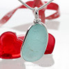 Aqua Green Genuine English Sea Glass Sterling Wire Bezel© Pendant