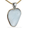 Lot O' Love - Baby Blue Natural Sea Glass Heart In Deluxe Tiffany Mixed Metal Bezel© Necklace Pendant