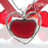  Cherry Red  natural sea glass heart set in our deluxe wire bezel pendant setting! 