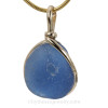 Thick End Of Day Blue English Sea Glass In 14K Goldfilled Original Wire Bezel© Pendant