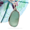 Aqua Green Sea Glass Pendant In Solid Sterling Silver Original Wire Bezel©