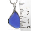 Triangular Cobalt Blue Genuine Sea Glass Pendant In Sterling Original Wire Bezel©