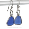 Petite Perfect nd Blue Genuine Sea Glass Earrings Solid Sterling Silver Original Wire Bezel©