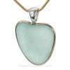 Big Love - Large THick Aqua Green Natural Sea Glass Heart In Deluxe Tiffany Bezel© Pendant