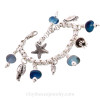 The Briny Blue- Brilliant Mixed Blue Seaham Sea Glass Charm Bracelet With Sealife Charms