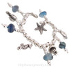 The Briny Blue- Brilliant Mixed Blue Seaham Sea Glass Charm Bracelet With Sealife Charms