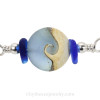 Blue Tropics - Cobalt Beach Found Sea Glass Bangle Bracelet W/ Wave Bead 