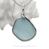 Carolina Blue Natural Sea Glass In Original Sterling Silver Wire Bezel© Pendant