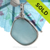 Carolina Blue Natural Sea Glass In Original Sterling Silver Wire Bezel© Pendant