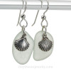 Larger Sea Glass Earrings In Seafoam Green on Sterling Silver With Shell Charms